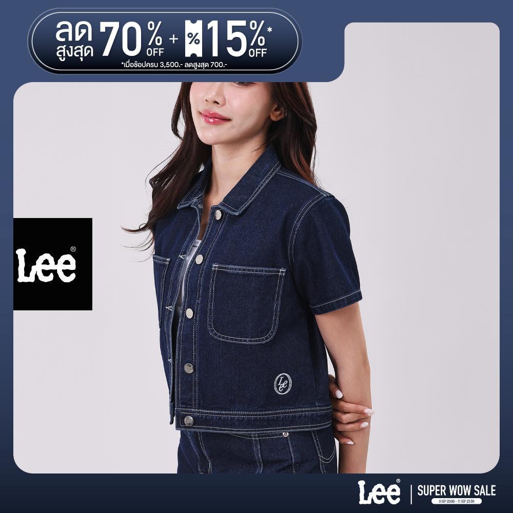 LEE เสื้อเชิ้ตแขนสั้นผู้หญิง Cropped รุ่น LE S326WSHSN35 สียีนส์เข้ม
