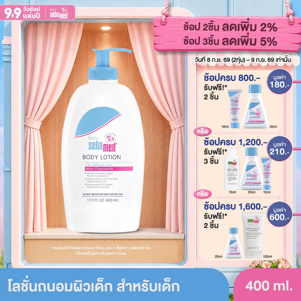 [ล็อตใหม่] SEBAMED BABY BODY LOTION (400ML) โลชั่นสำหรับเด็ก สูตรถนอมผิว (400มล) เบบี้ ซีบาเมด บอดี้ โลชั่น