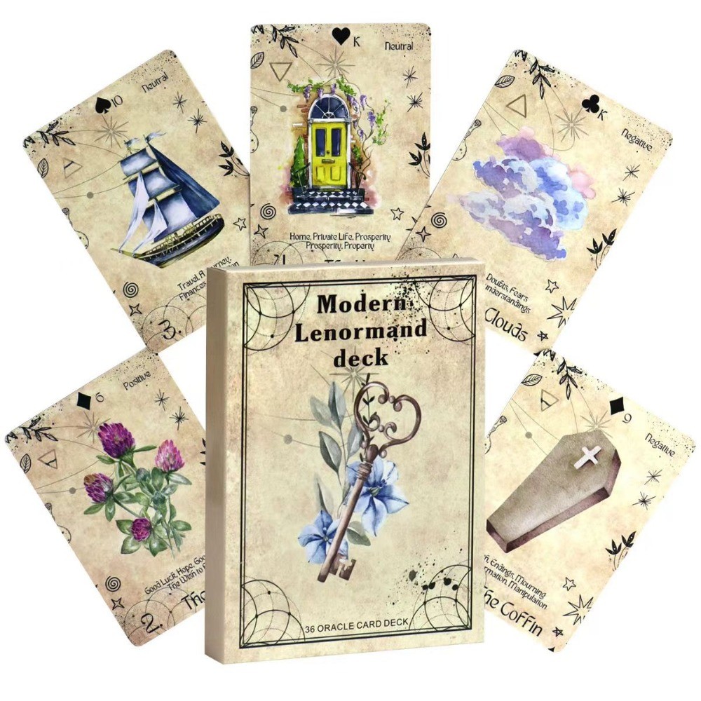 10.4*7.3 ซม. Mystic Moon Lenormand Oracle: สํารับที่สมบูรณ์ 36 การ์ดพร้อมคําสําคัญและใช่/ไม่มีตัวบ่งชี้สําหรับ Spiritual Divination