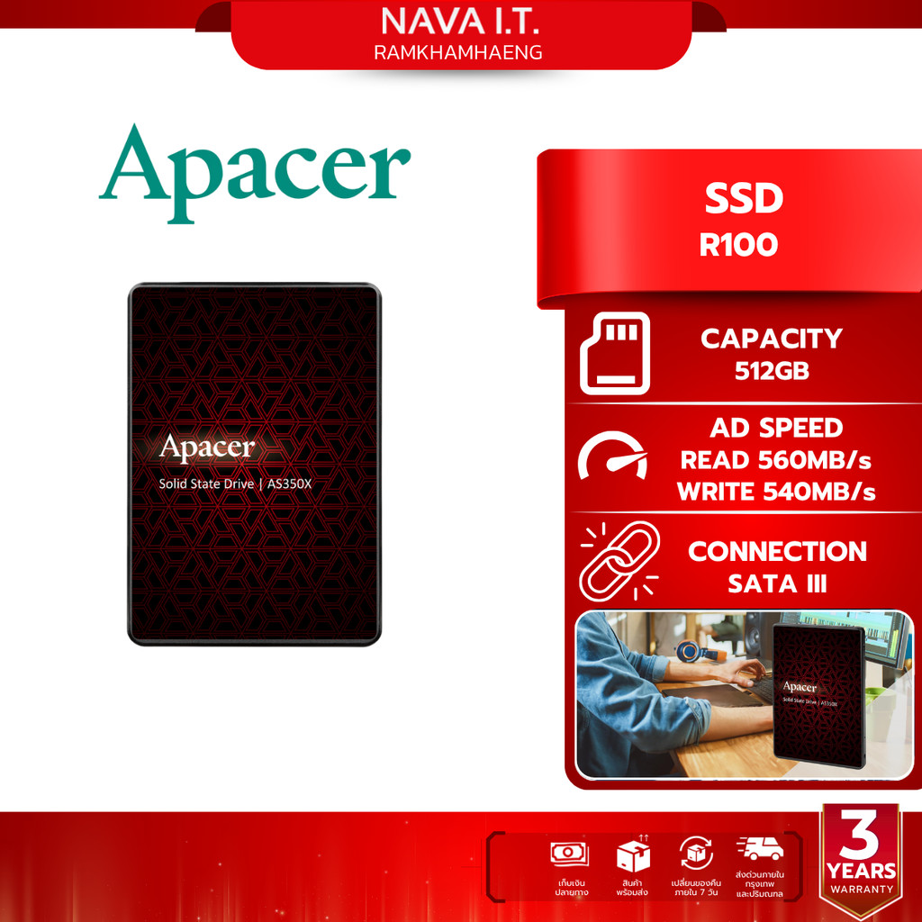 APACER SSD AS350X 512GB SSD SATA 2.5 (APA-AS350X512) (เอสเอสดี)