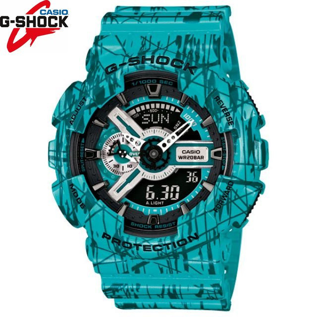 QIXIAO G*/*shock GA-110SL-3AJF Splash-Ink สีเขียวคลาสสิกแฟชั่นเรซิ่นสายนาฬิกา F168