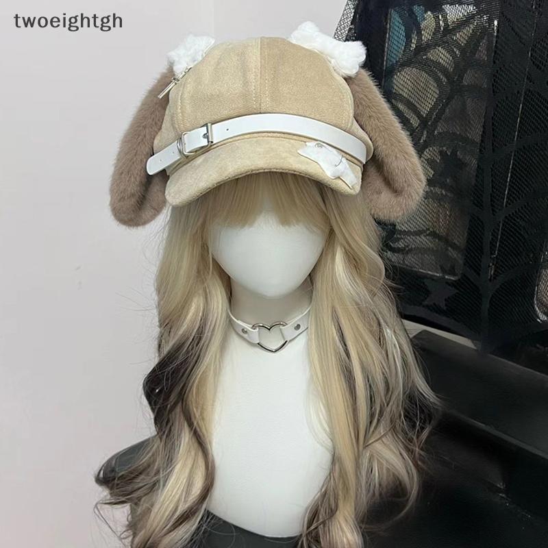 TWH Gothic Lolita Beret Kawaii หมวก Punk Bone ยาวหูลูกสุนัขหมวกผู้หญิงคอสเพลย์หมวกอเนกประสงค์หมวกของ