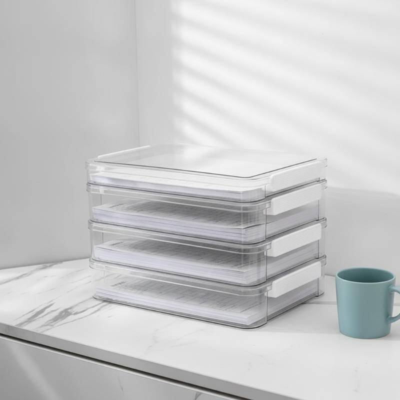 OnePeache ทําความสะอาดง่ายกล่องเก็บเอกสารกันฝุ่นสวมใส่แฟ้มพลาสติกสําหรับ Home Office Daily File Sort