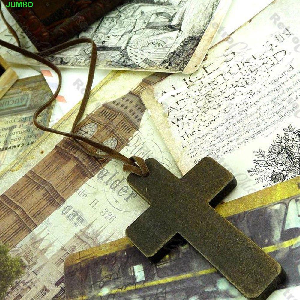 JUMBO Jewelry Retro New Sweater Chains Wooden Christian Leather Brown Gift Pendant