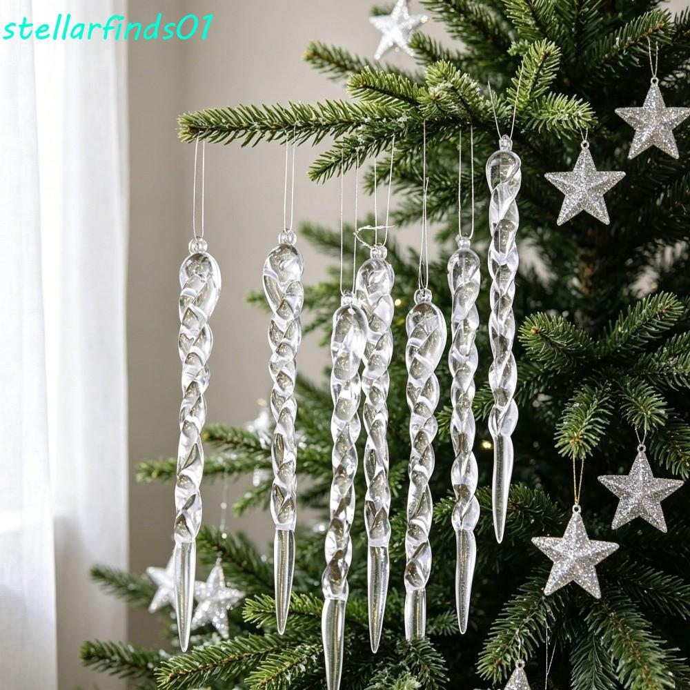STELLARFENDS 12 ชิ้นต้นคริสต์มาส Icicle เครื่องประดับ,อะคริลิค Shatterproof Xmas Icicle จี้,โปร่งใสจ