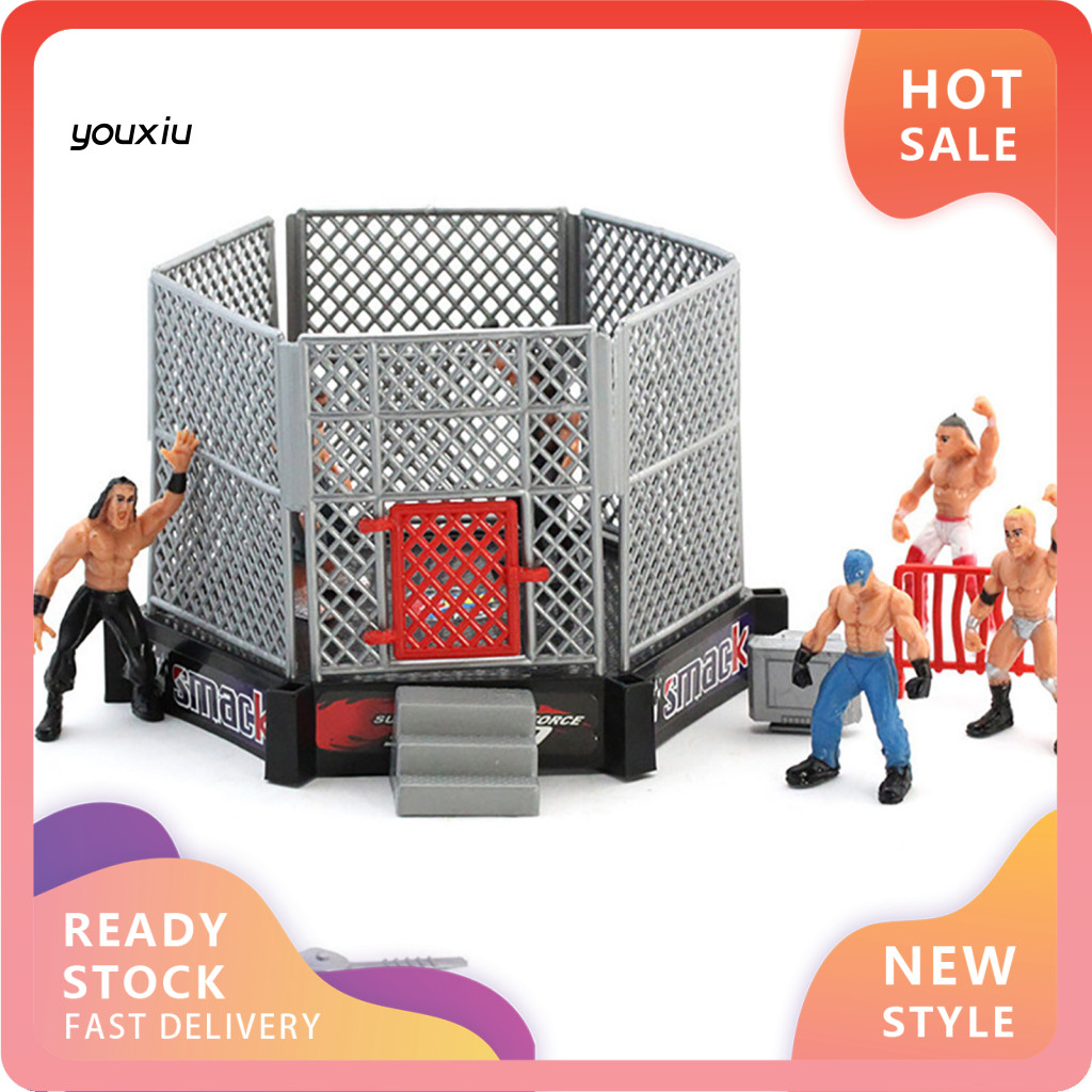 YX 1 ชุด Wrestling Playset ที่สมจริง DIY Mini Wrestling Action Figure Play ชุดสําหรับเด็ก