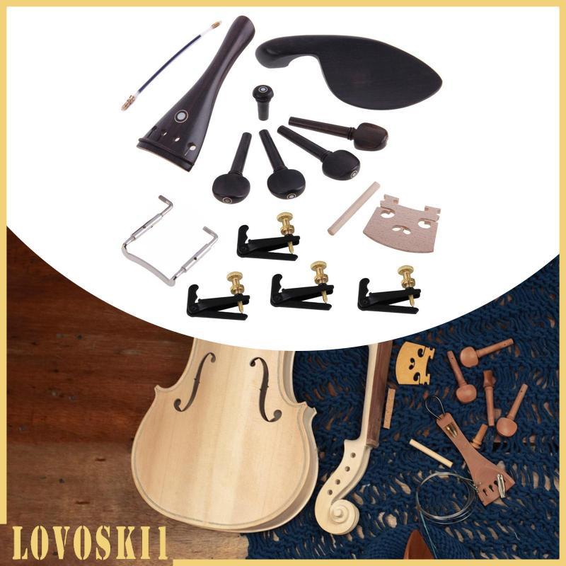 [Lovoski1] 4/4 ไวโอลิน Professional Ebony Tailpiece หมุดสมบูรณ์ Chin Rest End Pin Bridge Kit สําหรับ