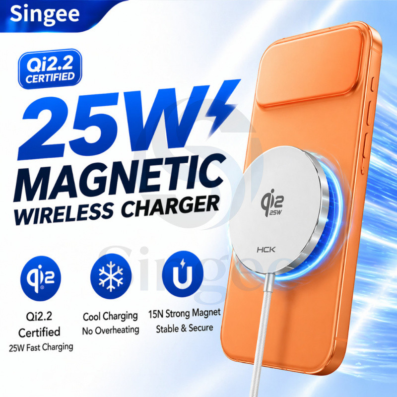 Singee 25W แท่นชาร์จไร้สายแบบชาร์จเร็วเป็นพิเศษ Magnetic Wireless Charger แผ่นรองชาร์จขนาดเล็ก