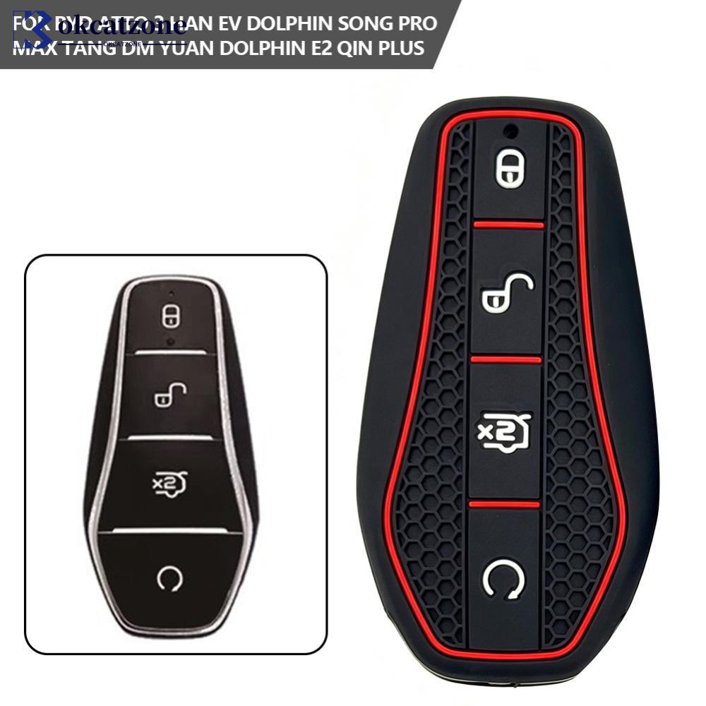 OKCATZONE 4-Button Remote Key ซิลิโคน Fob ฝาครอบ Anti-Slip รถ Key อุปกรณ์เสริมสําหรับ BYD Atto 3 Han