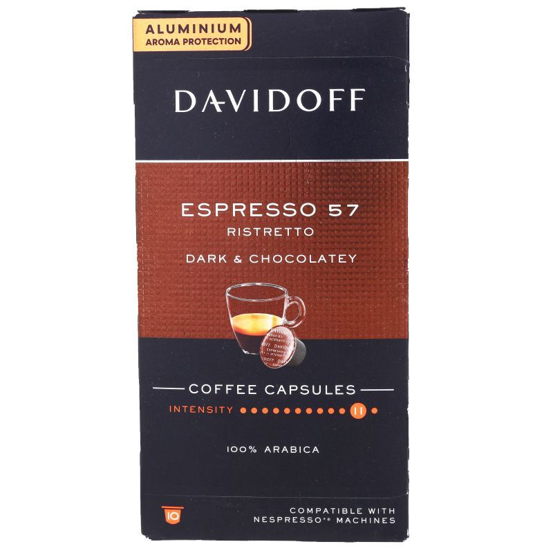 แดวิดอฟฟ์เอสเพรสโซ่กาแฟ10แคปซูล 55กรัม Davidoff Espresso Coffee 10Capsules 55g.