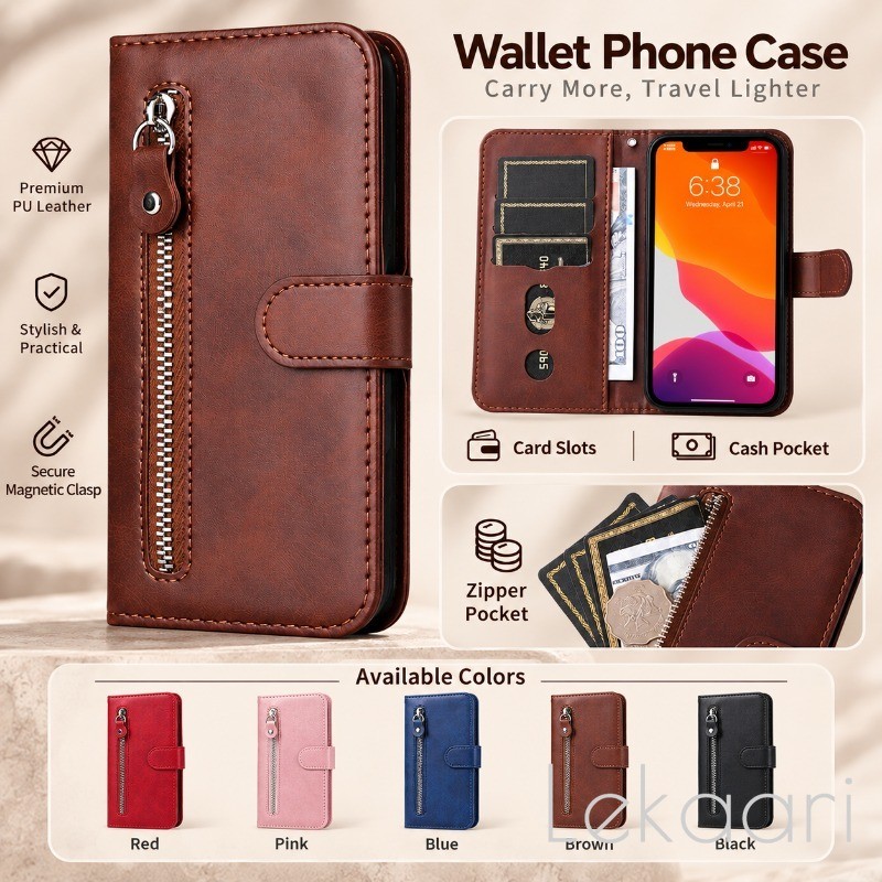 ซิปกระเป๋าสตางค์สําหรับ Motorola Moto G100 G17 G37 G47 G57 G67 G77 G06 G56 G66J G66Y G86 G96 G05 G15