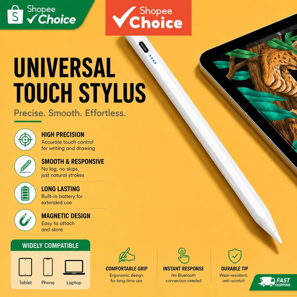 2026 Universal Stylus ปากกาหน้าจอสัมผัสดินสอ Active Capacitive สมาร์ทปากกาสําหรับ Android iOS Windows แท็บเล็ตสําหรับ iPad สําหรับ Apple ดินสอ Xiaomi