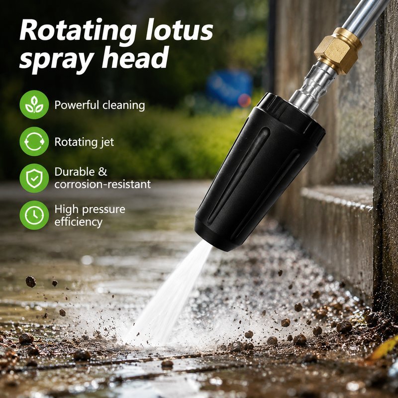 หัวฉีดน้ำแรงดันสูง หัวฉีดล้างรถแรงดันสูง 2600 PSI แบบหมุน ข้อต่อเร็ว 1/4 นิ้ว สำหรับล้างล้อรถและพื้นโรงรถ