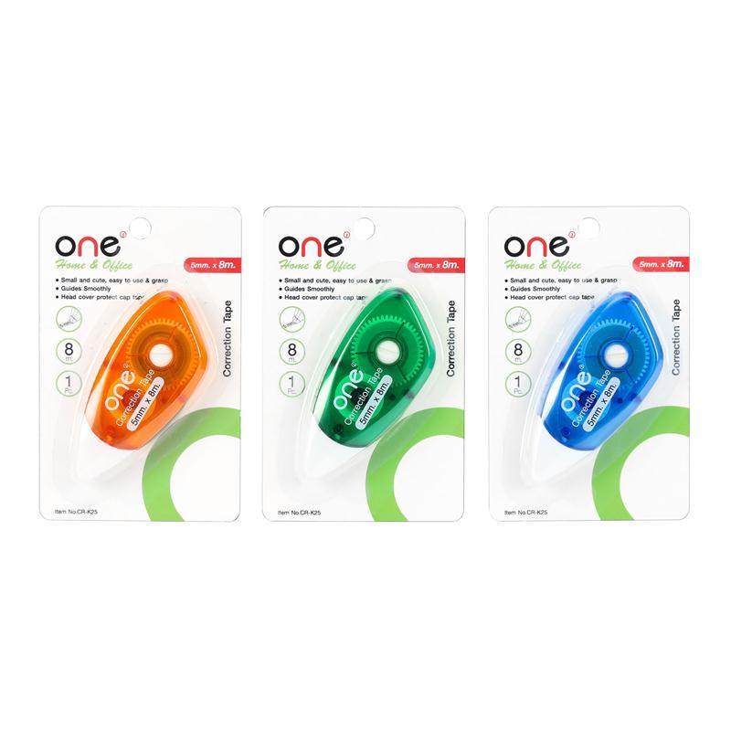 ONE เทปลบคำผิด รุ่น CR-K25 คละสี ขนาด 5 มม. x 8 ม.
