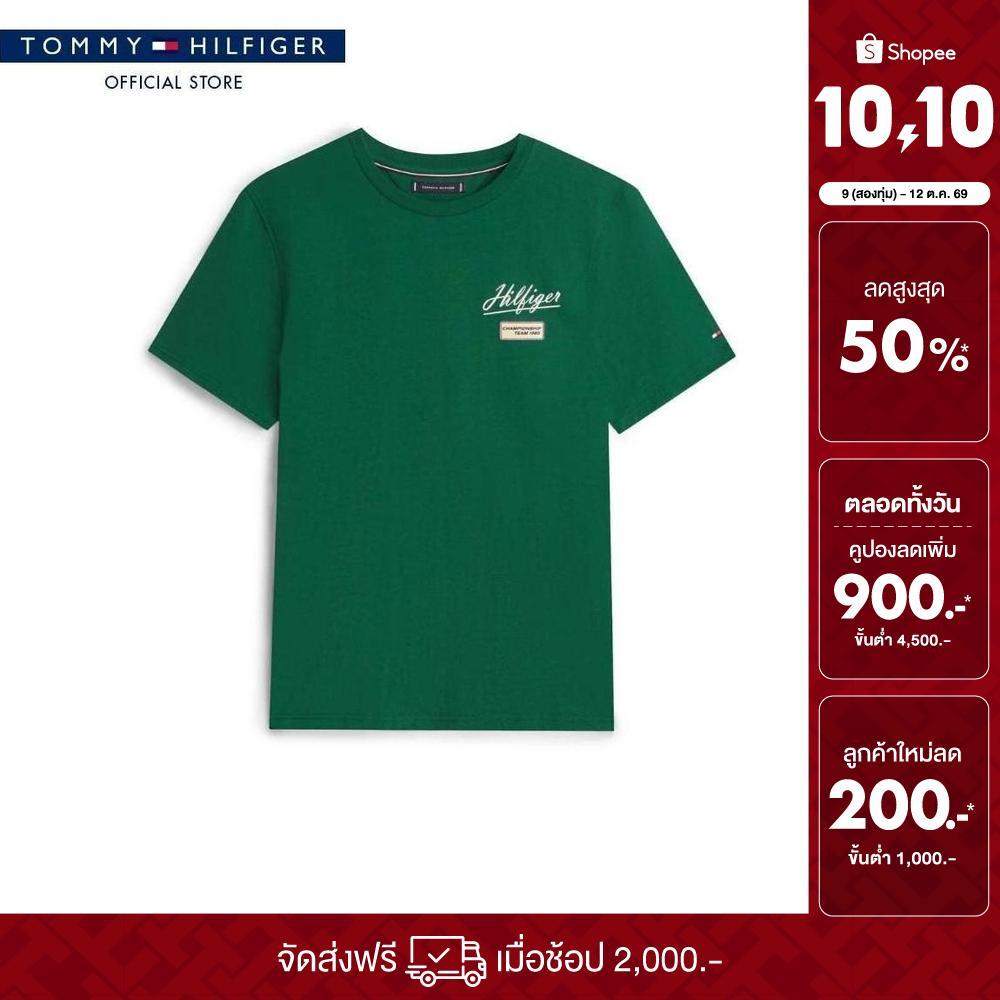 Tommy Hilfiger เสื้อยืด ผู้ชาย รุ่น MW0MW41471 L4M - สีเขียว ทรง Regular