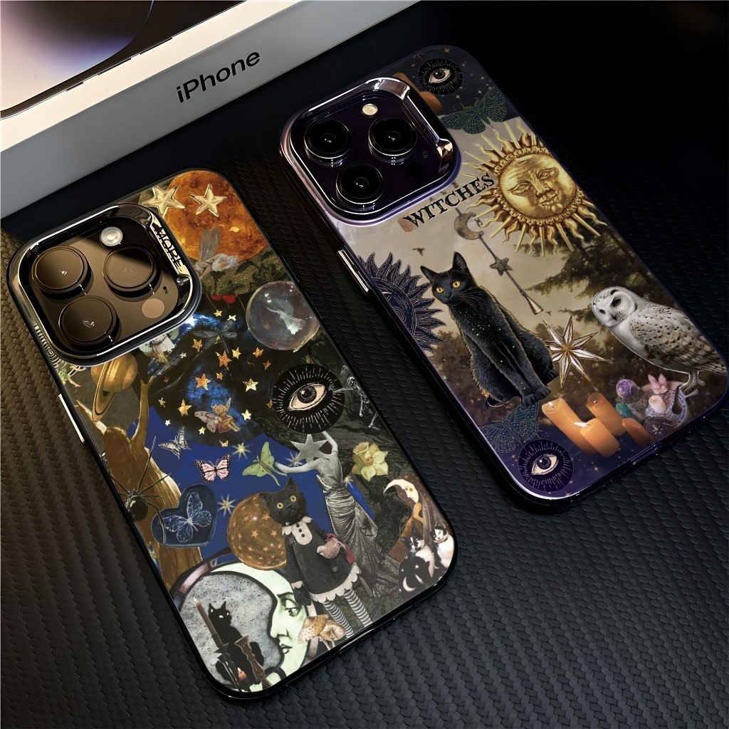 แมว และตา ภาพวาดสีน้ำมัน เคสสําหรับiphone 16 Pro Max 15 14 XR 13 11 12 Pro Max Creativeแบรนด์อินเทรนด์เคสซิลิโคนอ่อนนุ่ม