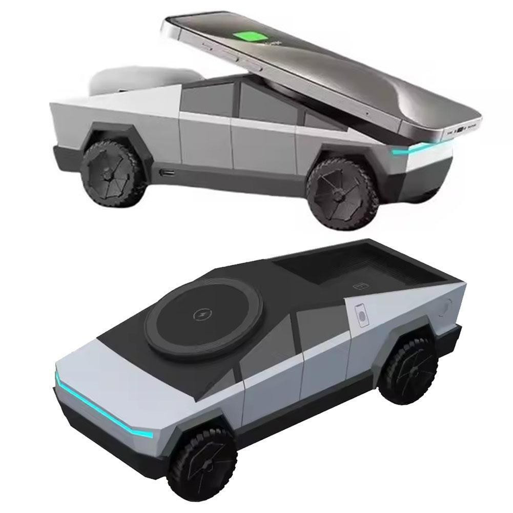 มัลติฟังก์ชั่ 3-in-1 Qi2 Charger สําหรับ Tesla Cybertruck ภายนอก Desktop Charger สําหรับ I-Phone สมา