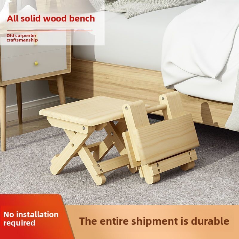 Solid Wood Stool Foldable Thickened Home Shoe Changing Low Stool Children's Stool Outdoor Portable F