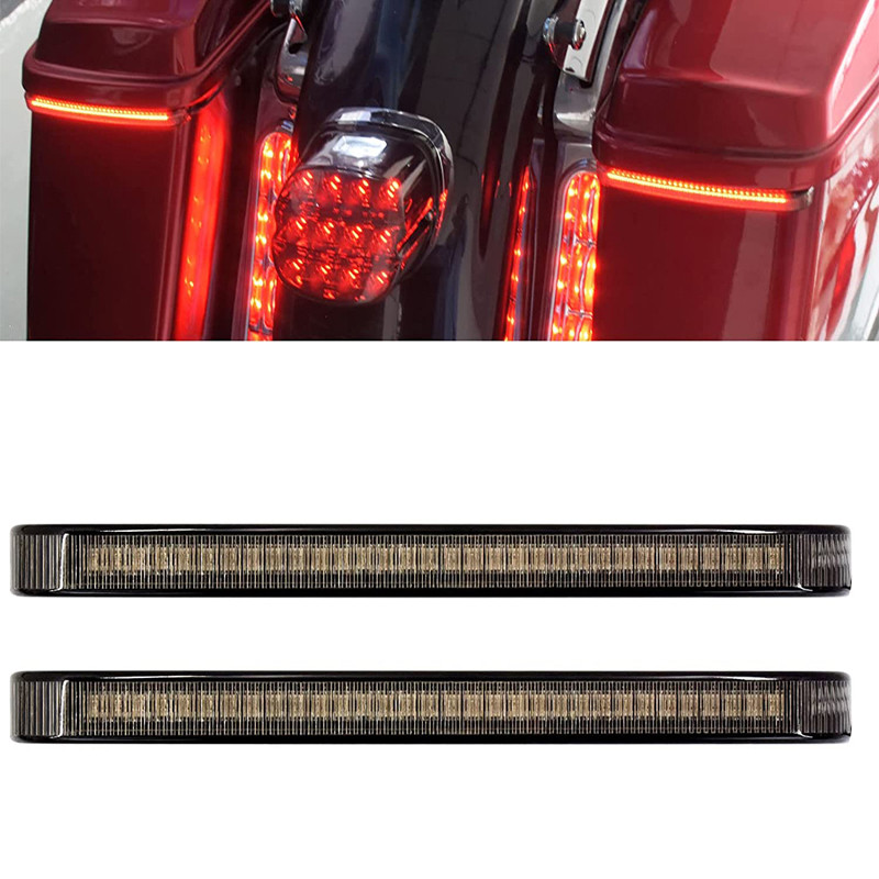 ขายร้อน CVO Harley Street Gliding Road King ดัดแปลงอุปกรณ์เสริมด้านข้างกล่องวิ่งน้ําไฟ LED ด้านข้างก