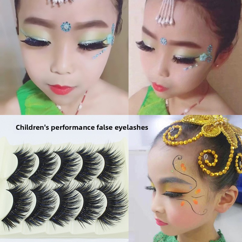 หนาหนายาวขนตาปลอมเด็กคลิปสีฟ้าสีการแสดงบนเวทีตาแต่งหน้าละตินเต้นรําประสิทธิภาพโอ้อวดยากเทอร์เรียขนตา