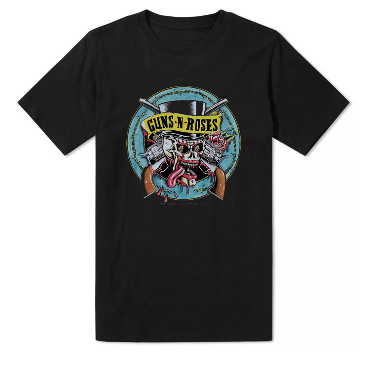 ผู้ชาย Guns NN Roses Rock Retro Distressed American Street Guns N Roses เสื้อยืดแขนสั้น S-3XL