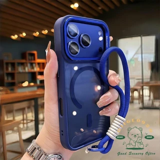 เคส iPhone17 Orange lanyard liquid lens holder magnetic เคสโทรศัพท์ iPhone17 Pro Max 16 15 14 13 12 เคสสําหรับ iPhone เคสซิลิโคน soft shell TPU กันกระแทก