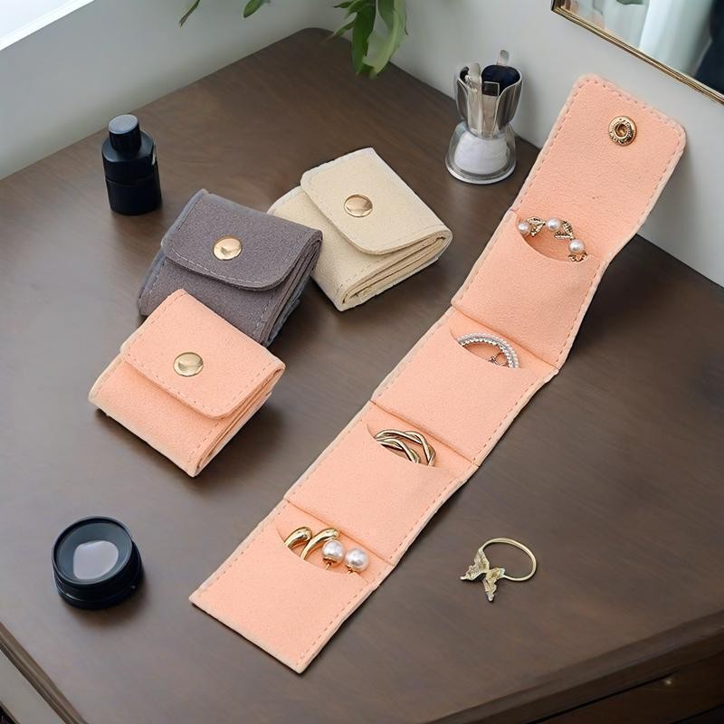 4 ช่องกระเป๋าเก็บเครื่องประดับแบบพกพามินิเครื่องประดับกระเป๋าต่างหูสร้อยคอแหวนออแกไนเซอร์กระเป๋าเดินทางเครื่องประดับกรณีการจัดเก็บ