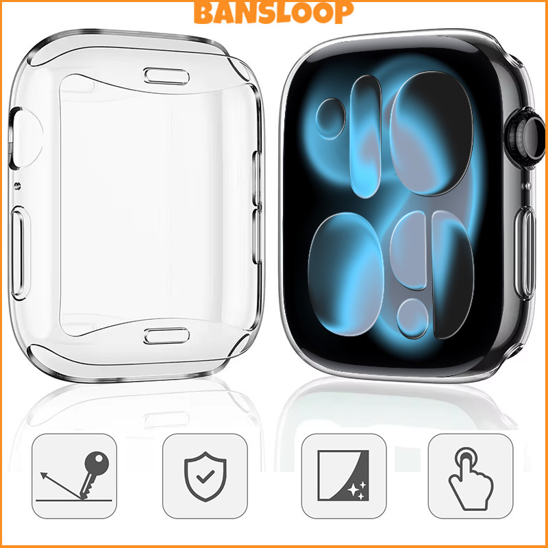 กรณีปกป้องฉากที่ชัดเจน TPU อ่อน for Apple Watch IWatch Ultra/SE 3 2 Series 11 10 9 8 7 6 5 4 49มม 46 45 44 42 41 40 38มม – โปรปัง
