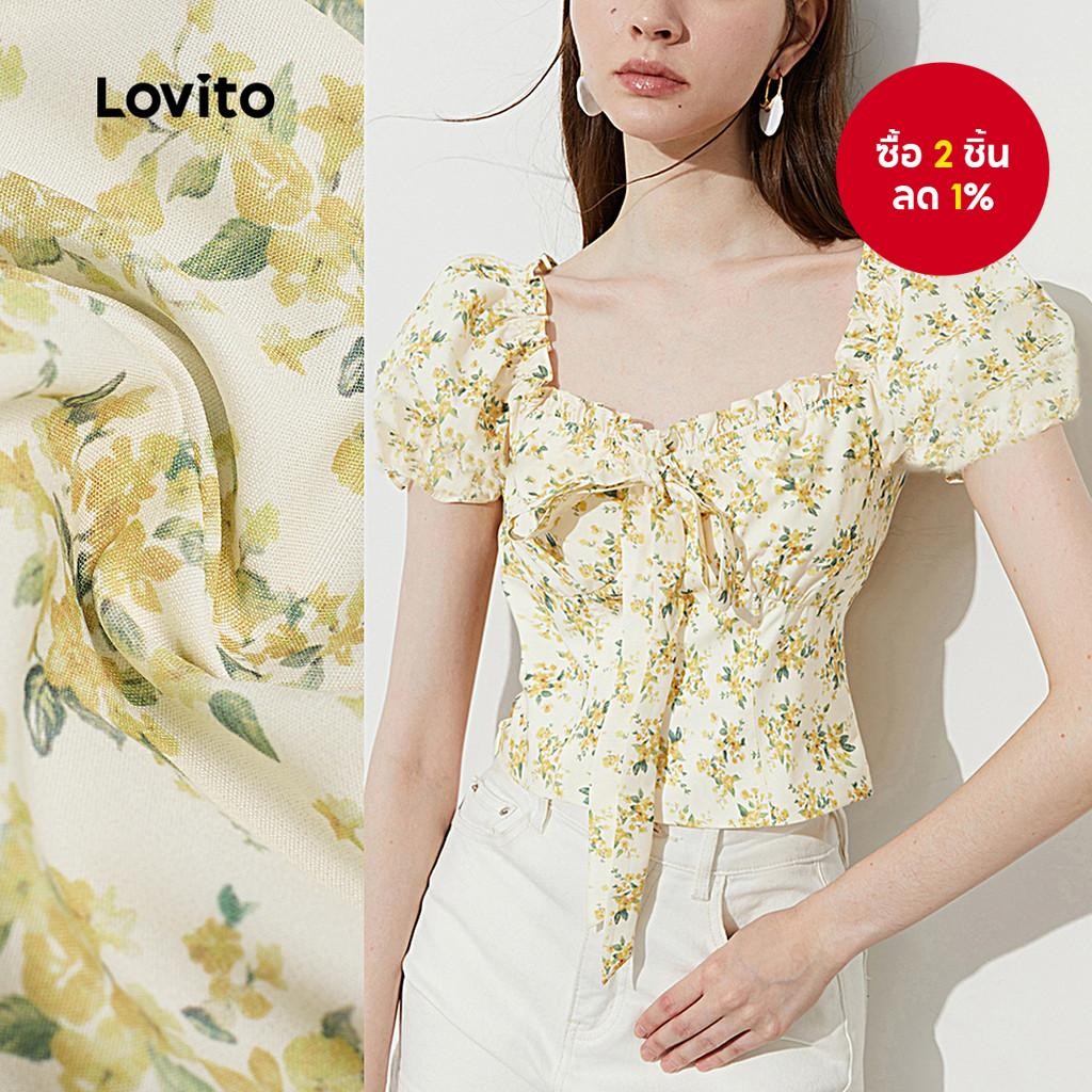 Elegant Blouse Tie ด้านหน้า Ruffle ฤดูใบไม้ผลิ/ฤดูร้อนเสื้อผู้หญิง L137LD397 รองเท้าฤดูใบไม้ผลิและฤด