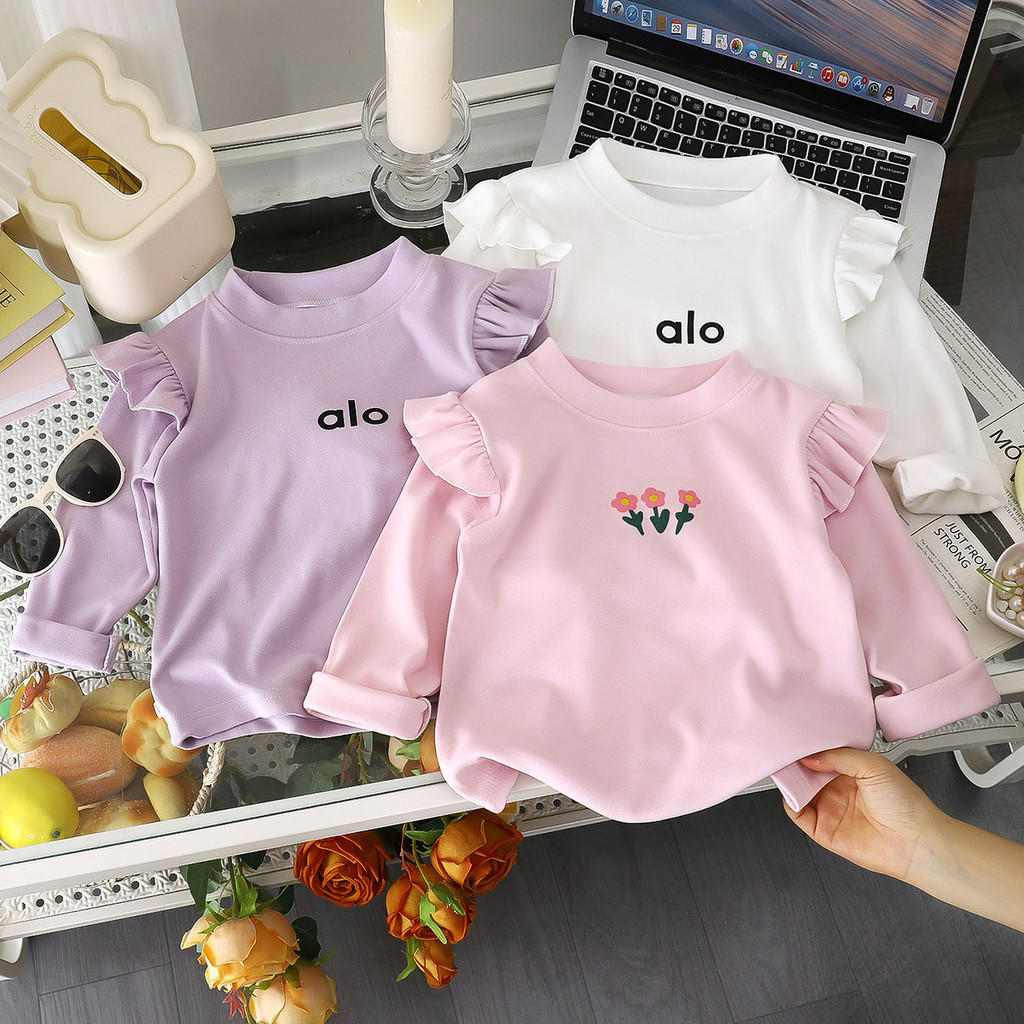 เสื้อยืดน่ารักลายการ์ตูนแขนยาวสำหรับฤดูใบไม้ร่วง ไซส์ 80-150