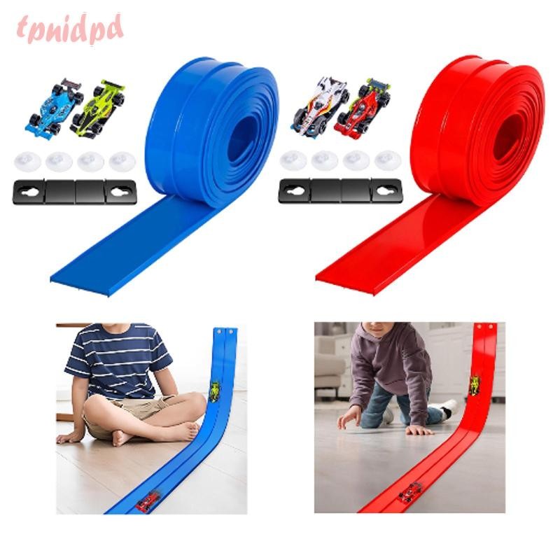 [tpnidpd] Race Car Track 177.17 นิ้วแบบพกพาน้ําหนักเบาดูดถ้วย Mount มัลติฟังก์ชั่นยืดหยุ่น 2 รถของขว