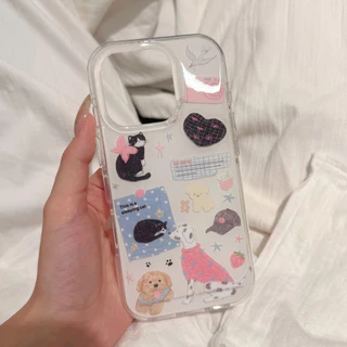 เคสไอโฟน 13 ไอศครีมการ์ตูนเค้กเคธีลูกสุนัขแมว สำหรับ IPhone 13 11 12 Pro Max 12 11 Pro 14 15 16 Pro Max 16 14 15 Plus