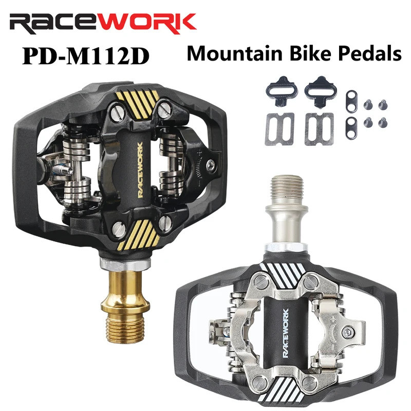 RACEWORK บันไดจักรยาน ตัวไนลอน + แกนเหล็ก Molybdenum ตัวเหยียบพักเท้าแบบล็อคสองด้าน