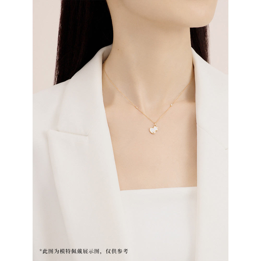 Qeelin Kilin Official Wulu Series 18K Gold Diamond Mother-of-Pearl Gourd สร้อยคอผู้หญิง