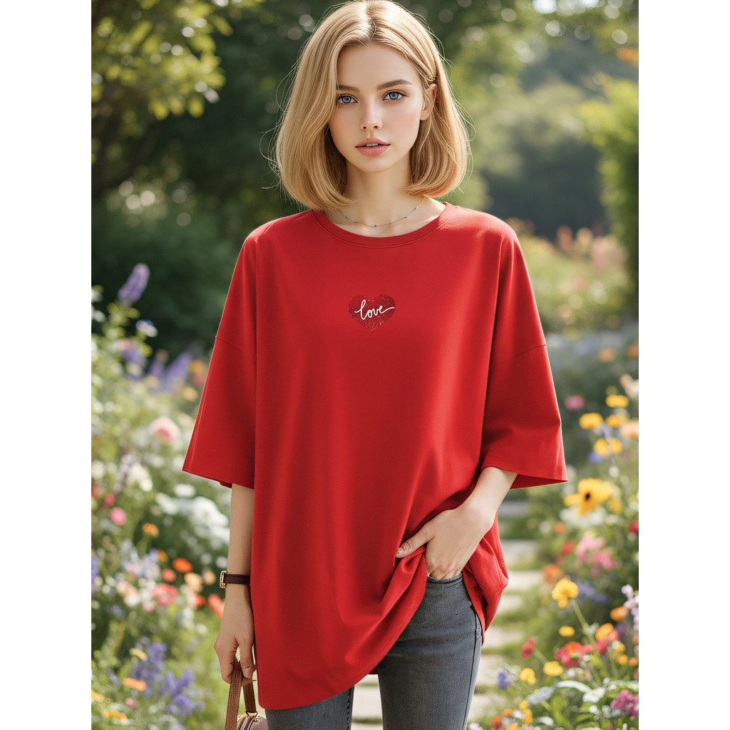 2R036 [AIYOU] M-5XLเสื้อยืดผู้หญิงTเสื้อPlusขนาดTshirtเสื้อTshirtเสื้อผ้าOversizeรอบคอสุภาพสตรีสาวผู