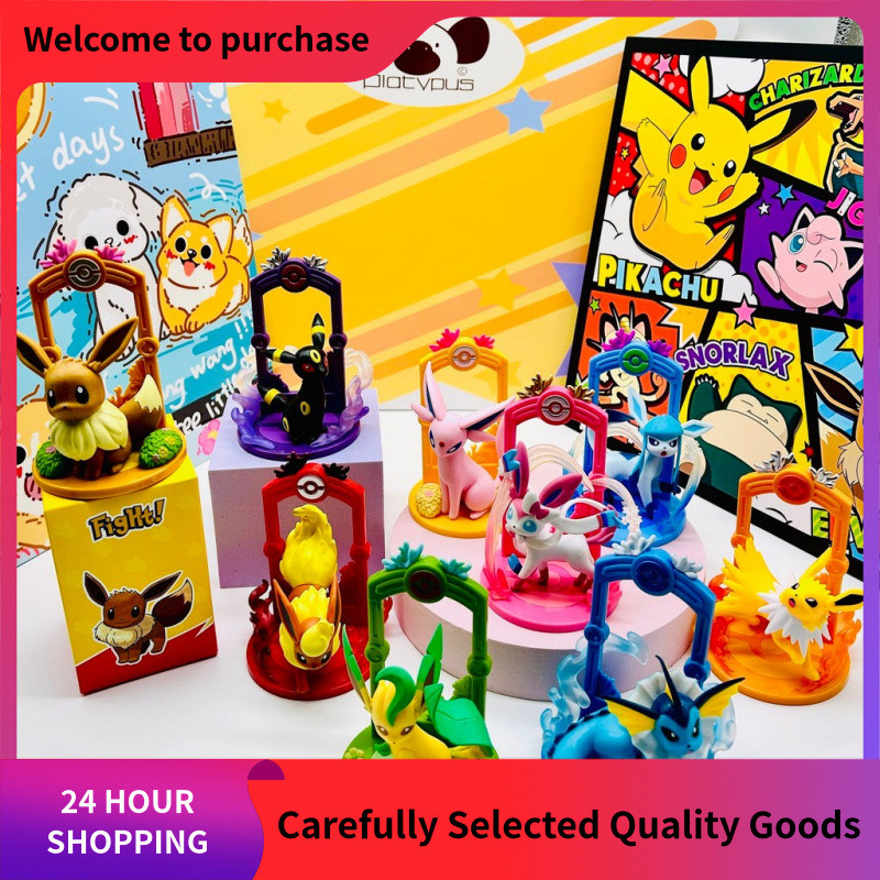 Pokémon Lets Go Eevee Mystery Box อินเทรนด์เล่นตุ๊กตาโมเดลเครื่องประดับ Elf ของขวัญทํามือ