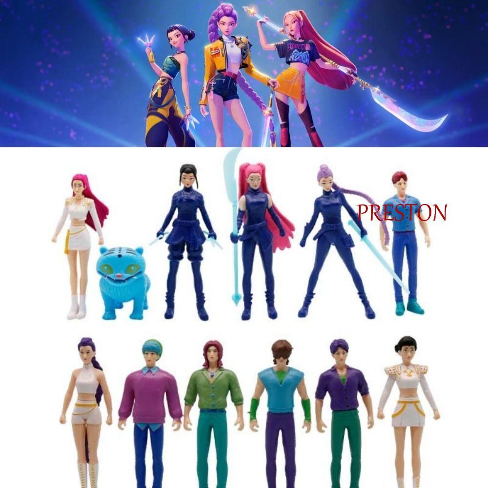 PRESTON 5\6\8\12\18 ชิ้น Demon Hunters ของเล่น, Mira Zoey ชุดตกแต่งของเล่น, Kawaii Mystery Rumi HUNT