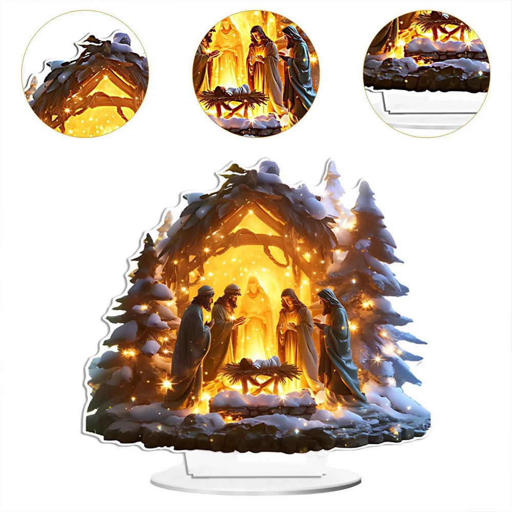 2D Nativity Scene Ornaments the Birth of Jesus Decor Nativity Scene Christmas Tree Decoration