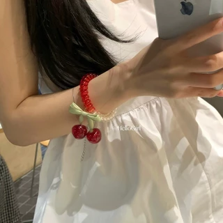 ยางรัดผม แบบเกลียว ลายเชอร์รี่ มาใหม่