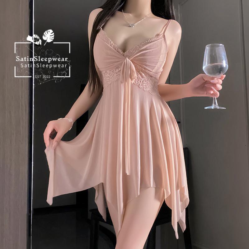 SatinSleepwear💮💮ชุดเดรสตาข่ายเซ็กซี่ ชุดชั้นในเซ็กซี่  มีให้เลือกหลายสี สายถอดได้ เนื้อบางเบา.