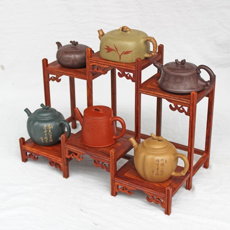 Small Bogu Rack Display Rack Multi-Bulgar Rosewood กาน้ําชา Desktop Storage แอฟริกันทรายสีม่วง Teacu