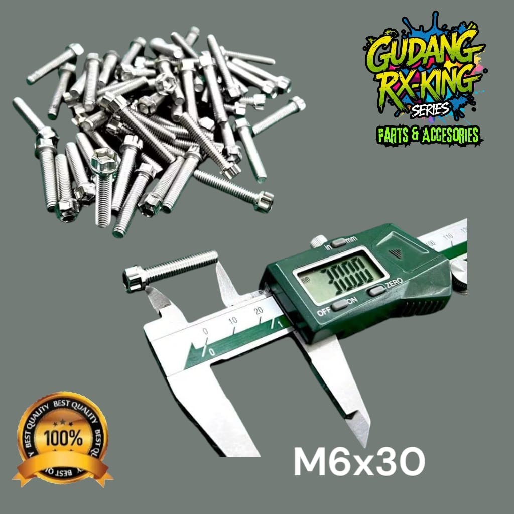 M6x30mm STAINLESS CNC BOLT 2 HN KEYS M6x30mm (หน่วย)