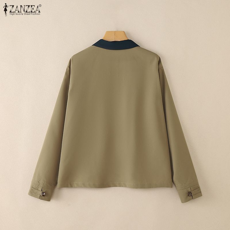 ZANZEA เสื้อแจ็คเก็ตซิปลายเกาหลีแขนยาวสำหรับวันหยุด — صورة 8