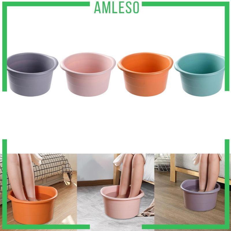 [แอมเลโซ] อ่างนวดเท้าอ่างเท้าแข็งแรงทนทานและสะดวกพร้อมที่จับทั้งสองด้านคงที่ที่มีจุดนูนรอบ 10.8 X 7.