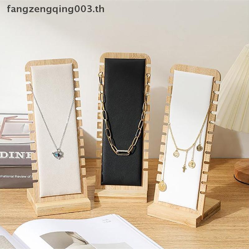 F3TH Simple ไม้เนื้อแข็งเครื่องประดับสร้อยคอขาตั้งจอแสดงผลจี้ยาวผู้ถือ Props สร้อยคอขาตั้งจอแสดงผล f