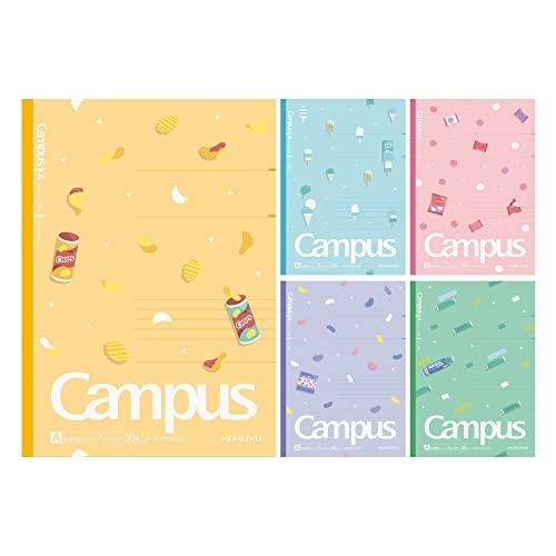 KOKUYO Campus Notebook Limited Edition B5 Dot A-ruled 5-color pack Snack Motif No. 3CATN-L36X5 A-rul