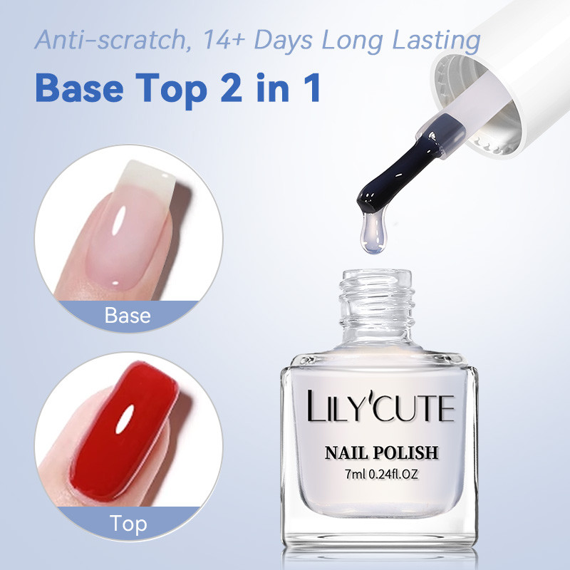 LILYCUTE 2 IN 1 Water-based Nail Base Top Coat ยาทาเล็บ Clear Shine Nail Care ติดทนนานเล็บเคลือบเงา