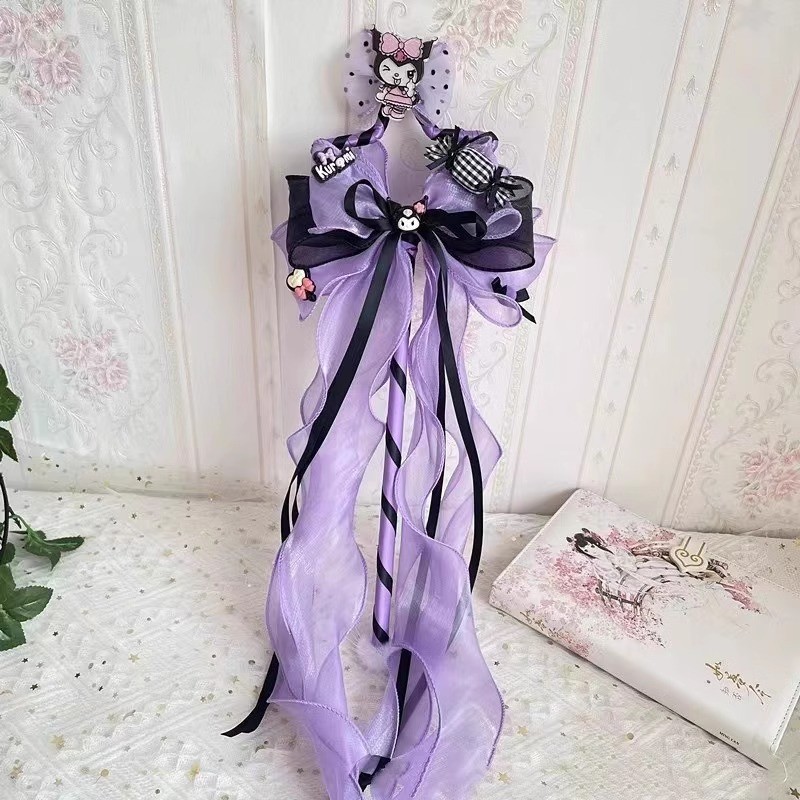 Dark Wind Kuromi Magic Wand พร๊อพ cosplay สำหรับชุด lolita และแถบคาดศีรษะ