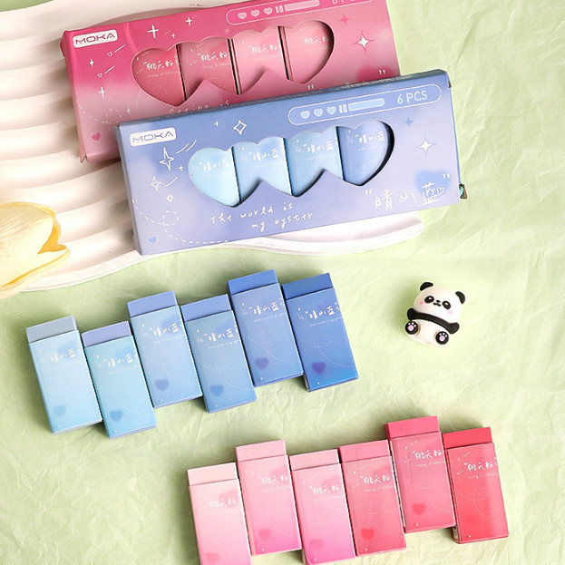 PASTEL COLOR ERASER / ERASER SET / COLORFUL ERASER / GRADWUATED COLOR ERASER / 1 ชุด 6 ชิ้น ERASER /