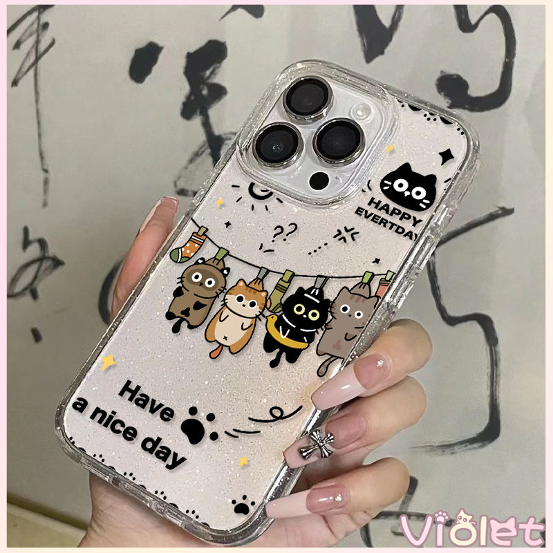 Violet เคสใสกากเพชรลายน่ารักๆ สำหรับเคส iPhone 17 11 Pro Max 13 11 12 14 15 Pro Max 7 8 14 16 Plus X XS XR Max SE 2020 – โปรปัง